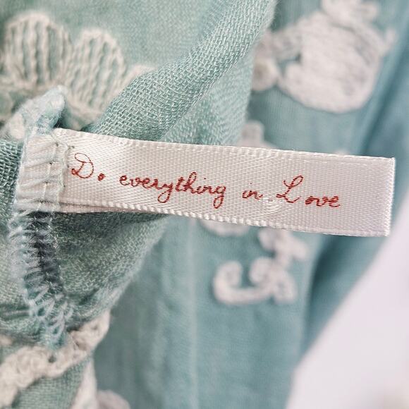 Do Everything With Love Mint Green Floral Embroidered Infinity Scarf Boho Lace - Picture 7 of 10